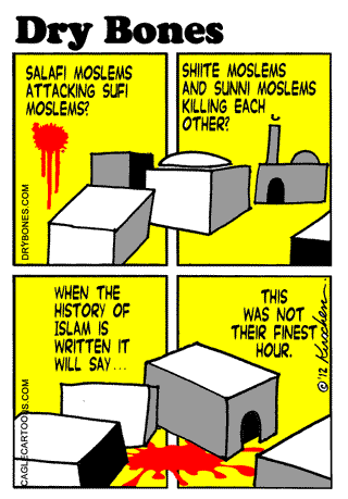 Salafi, Sunni, Shi'ite, Shia, Shiites, Moslems, Islam, Sufi, Terrorism, terror, terrorists,jihad, kirschen : Dry Bones cartoon.