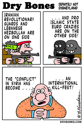 Kirschen, Dry Bones cartoon,Kirschen, Iran, Hezbollah, Israel,Islamists, Islamism, ISIS, IS, Syria, Shuldig, Europe,