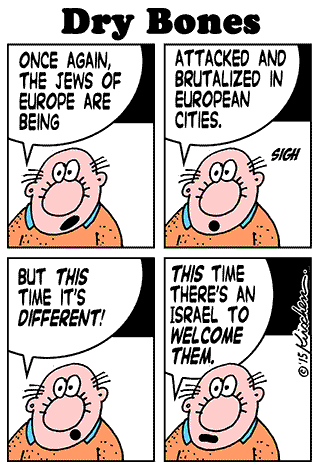 Kirschen, Dry Bones cartoon,Kirschen, Jewish State, Auschwitz, Israel,   Shuldig, Europe, antisemitism, 