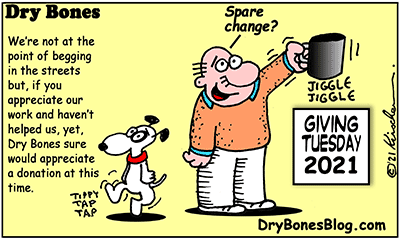 Dry Bones cartoon,Giving Tuesday, donate,Shuldig,Doobie,